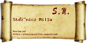Stánicz Milla névjegykártya